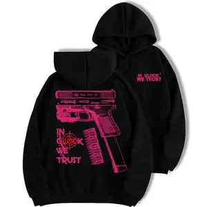 Trust Glock Hoodie, Design Glock Pink Hunting Hoodie Full Color Classic Shirt Streetwear Novelty Hoodie Long Sleeve Short Sleeve Fun Pattern Sportswear Couple Style Birthday Christmas Valentine's Day Gift Unisex