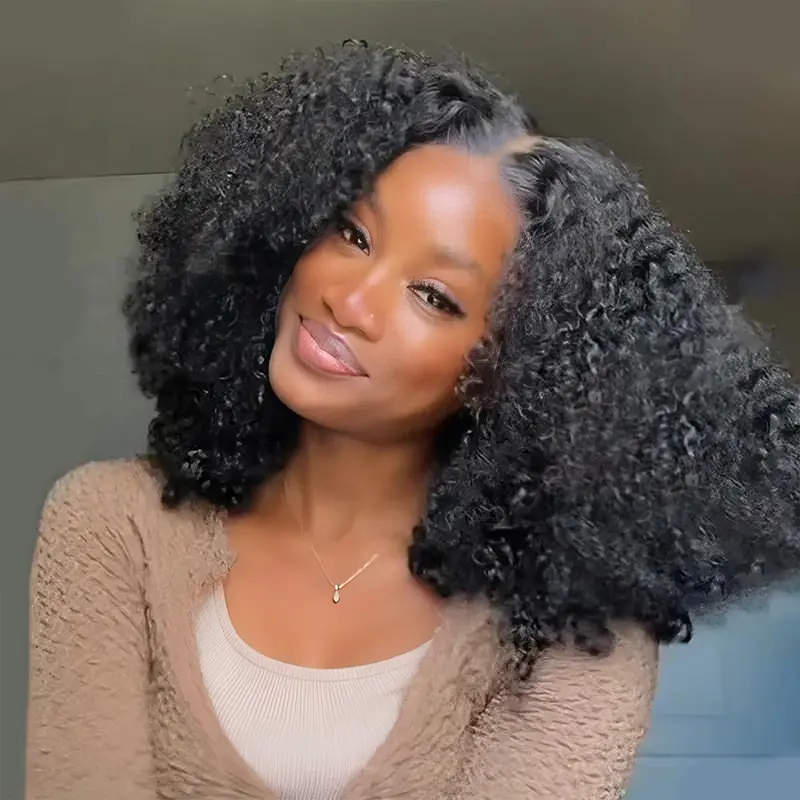 ISEE HAIR Wear Go Kinky Curly Glueless Wigs Human Hair 6*4 HD Lace Front Wigs Pre Plucked Tiny Knots Curly Glueless Human Wigs for Beginners Vacation Hair #SummerWins #DealsForYouDays