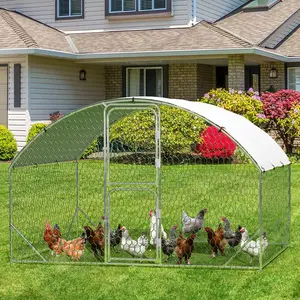 Heavy-Duty Walk-in Chicken Coop – Large Metal Poultry Enclosure with Double Doors, Waterproof & UV-Resistant Cover, Rust-Proof Outdoor Run for Chickens, Ducks & Rabbits