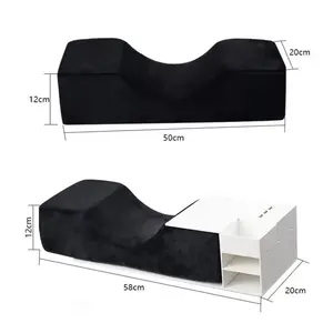 Comfortable Eyelash Extension Neck Pillow,Memory Foam Neck Contour Pillow for Sleeping Support,Beauty Salon Lash Grafting Pillow,Removable Pink Velvet Cervical Pillow ( without tray)