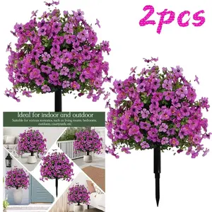 Elegant Artificial Flower Tree Set, Realistic UV Resistant Fake Flowers & Leaves, Durable Plastic Branches, Indoor Outdoor Decor, Realistic Faux Flowers