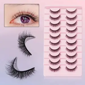 Natural False Eyelashes, Wispy Faux Cluster Lashes, Natural Curling Eye Makeup Strip Lashes, Volumized False Eyelashes for Women and Girls, Lightweight Natural Eyelashes, High Quality Eyelashes, Cosmetic