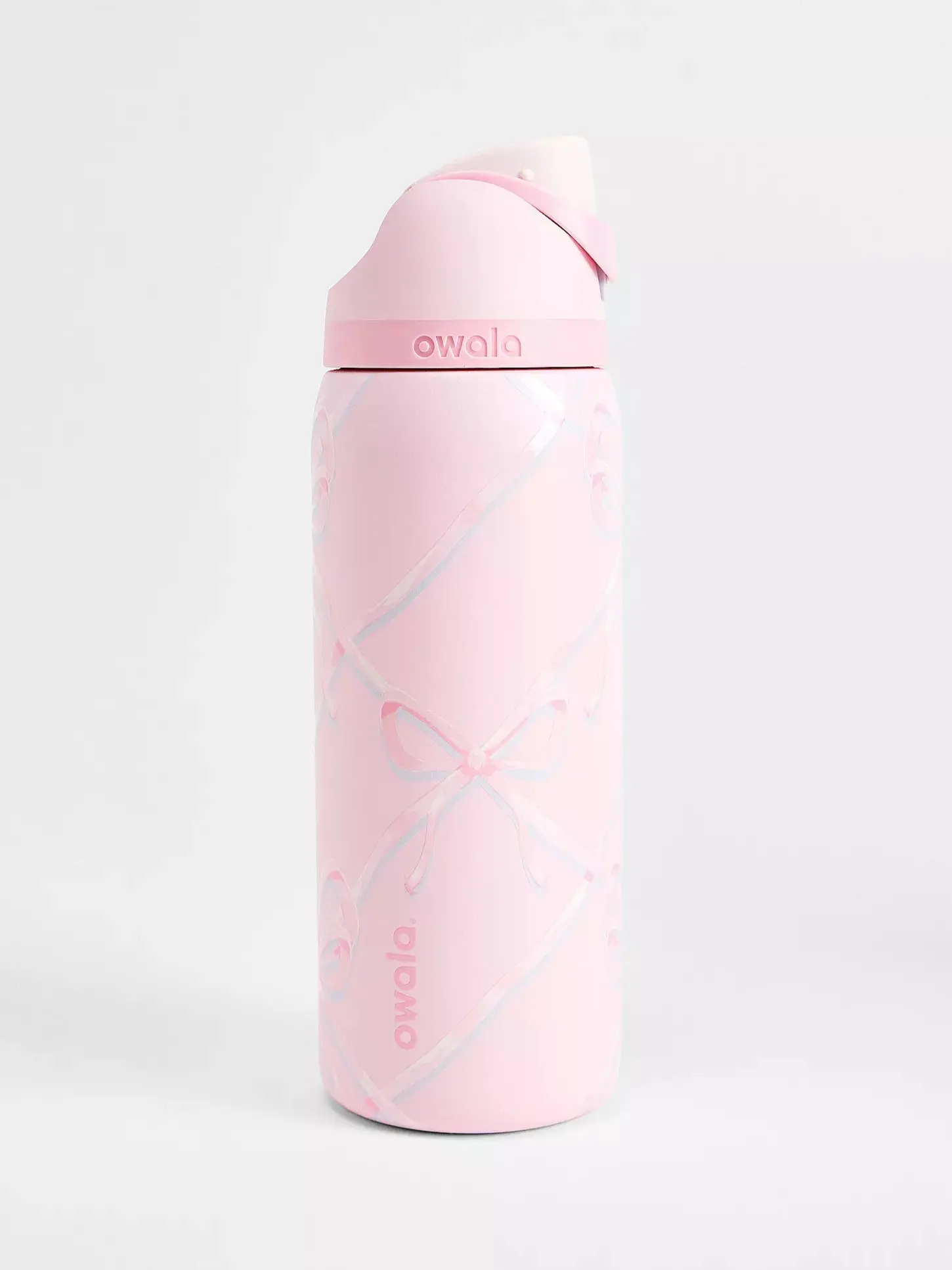 OWALA FreeSip 32 oz water bottle – "Sugar Plum Fairy" festive edition (pink); a durable, convenient stainless steel insulated bottle suitable for both hot and cold beverages; ideal for outdoor activities and office use (easy to carry and use).
