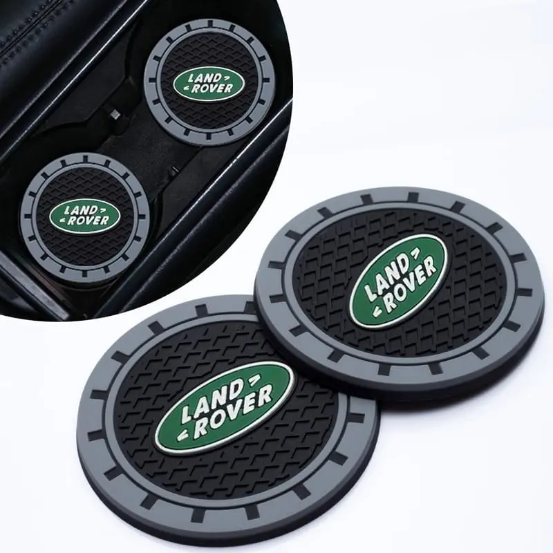 Car Coasters Cup Holder for Land Rover Discovery Range Rover Sport Defender Land Cruiser LR2 3 4, Silicone Non-Slip Drink Holders for Men & Women, Auto Interior Accessory