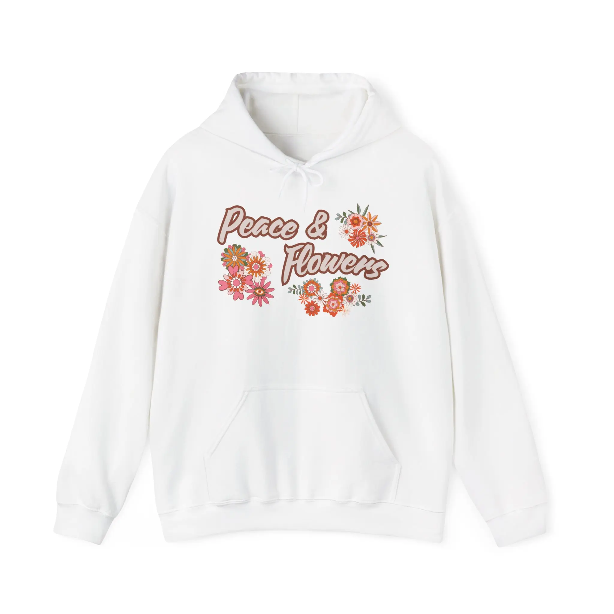 Peace and Flowers Hoodie - Cozy Floral Sweater, Relaxing Pullover, Flower Print Jumper, Hippie Sweatshirt, Nature Lover Gift