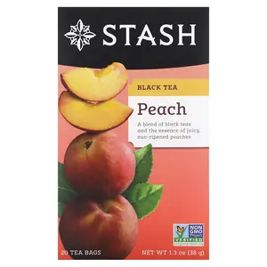 Stash Tea Black Tea, Peach, 20 Tea Bags, 1.3 oz (38 g)