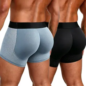 Mens Butt Padded Underwear Butt Lifter Enhancer Mesh Shapewear Boxer Briefs with Butt Enhancing Pads Body Shaper Butt