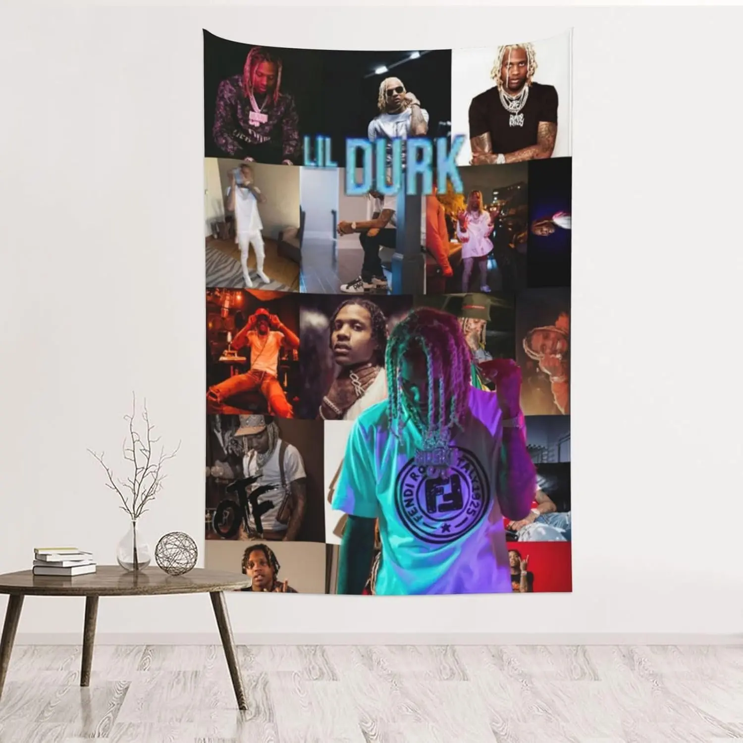 Lil Durk Music Themed Strong Polyester Print Wall Tapestry - Bright Peach, Animal & Letter Room Art, Home Decor for Living Rooms, Dorms, 30x40in (76x102cm) Hanging Decoration