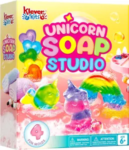 Kits Soap Making Kit- Make Your Own Soap- DIY Unicorn Soap with 4 Molds, Spa Science Kit for Kids, Stem Activity Gifts for Toddler Kid Aged 6+, Girl Birthday Present