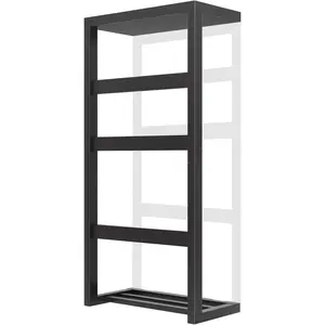 Bamboo Wall Blanket Ladder, 4-Tier Towel Rack, Non-Slip Structure Blanket Rack Home Decor, Decorative Blanket, Quilt, Towel, Scarf Ladder Rack Suitable for Bathroom, Living Room, Bedroom, Black