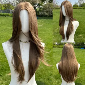 SMILCO/26Inch Luxury Light Blonde Low Density/Slim/13*6 Lace Front Free Part Futura Layer Cutted Long Straight/Glueless/Natural Hairline/Synthetic Wig/SM9910