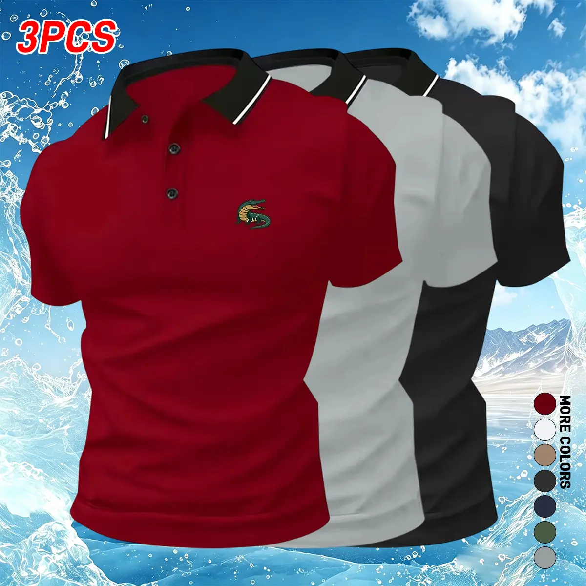 Men's Casual Sports Polo Shirt, Menswear Short-Sleeve Top, Summer Medium-Length Style, Casual Polo Shirts, Prop 65 Safe, Polo Neck