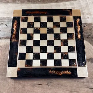 Black Onyx Copper Maple Wood Chess Board (INCLUDES PIECES)