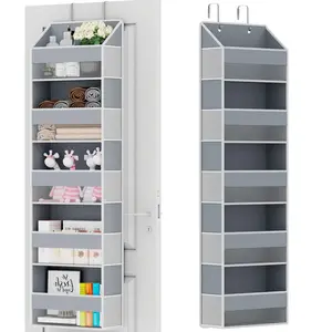 1PCS Over The Door Organizer - Over Door Storage Organizer With 5 Large Pockets & 10 Mesh Side Compartments - Heavy-Duty Hanging Storage For Bathroom, Bedroom & Closet