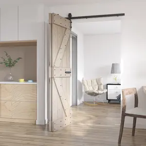 30in./36in./48in. x 80in. Embossing Bi-Fold Barn Door With Sliding Hardware Kit Modern Interior