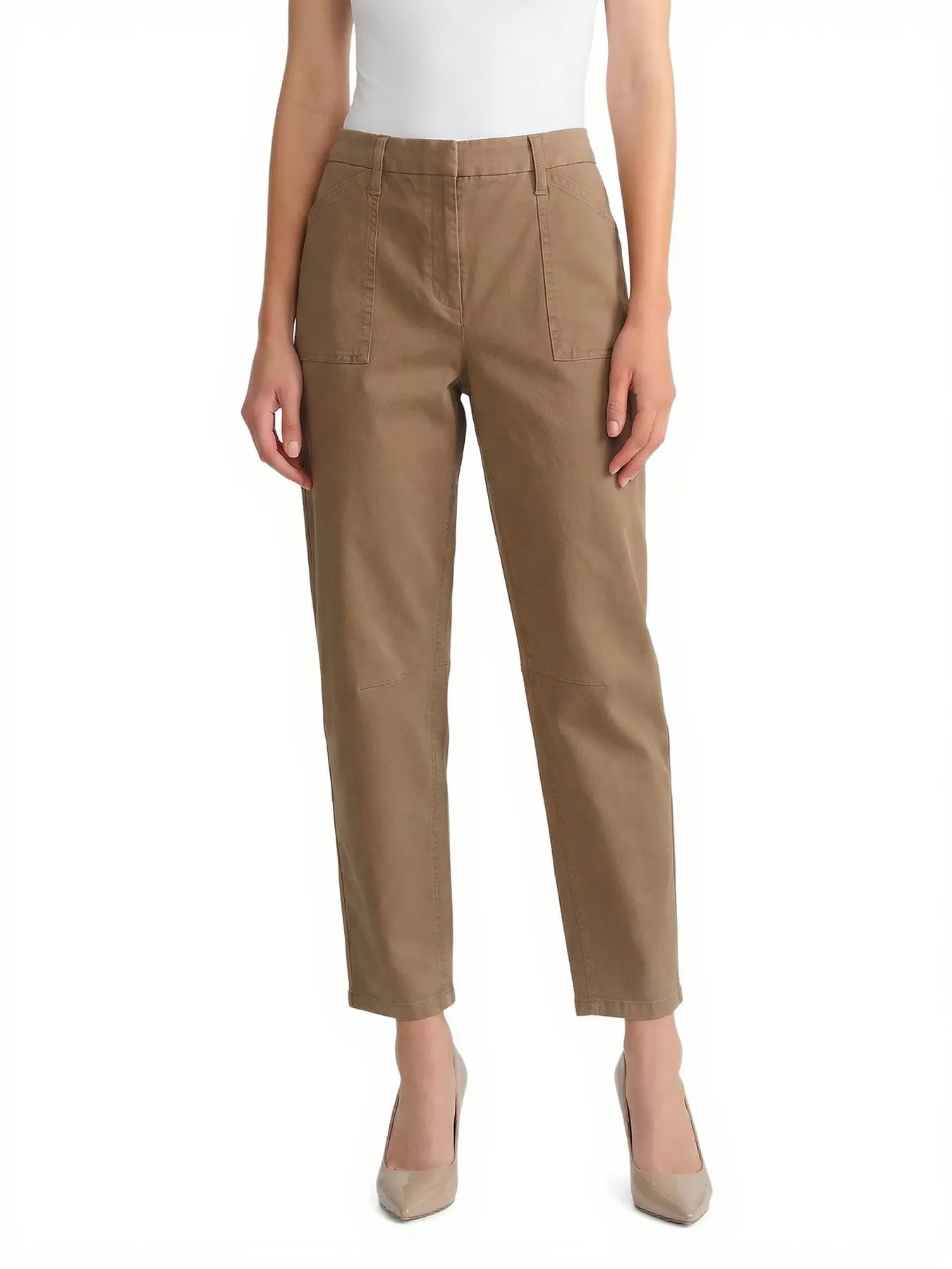 Petite Barrel Leg Pants, Cotton Twill