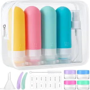 16PCS Travel Bottles for Toiletries, 3oz Silicone Refillable Containers, Leakproof Squeezable Bottles for Shampoo, Conditioner & Lotion