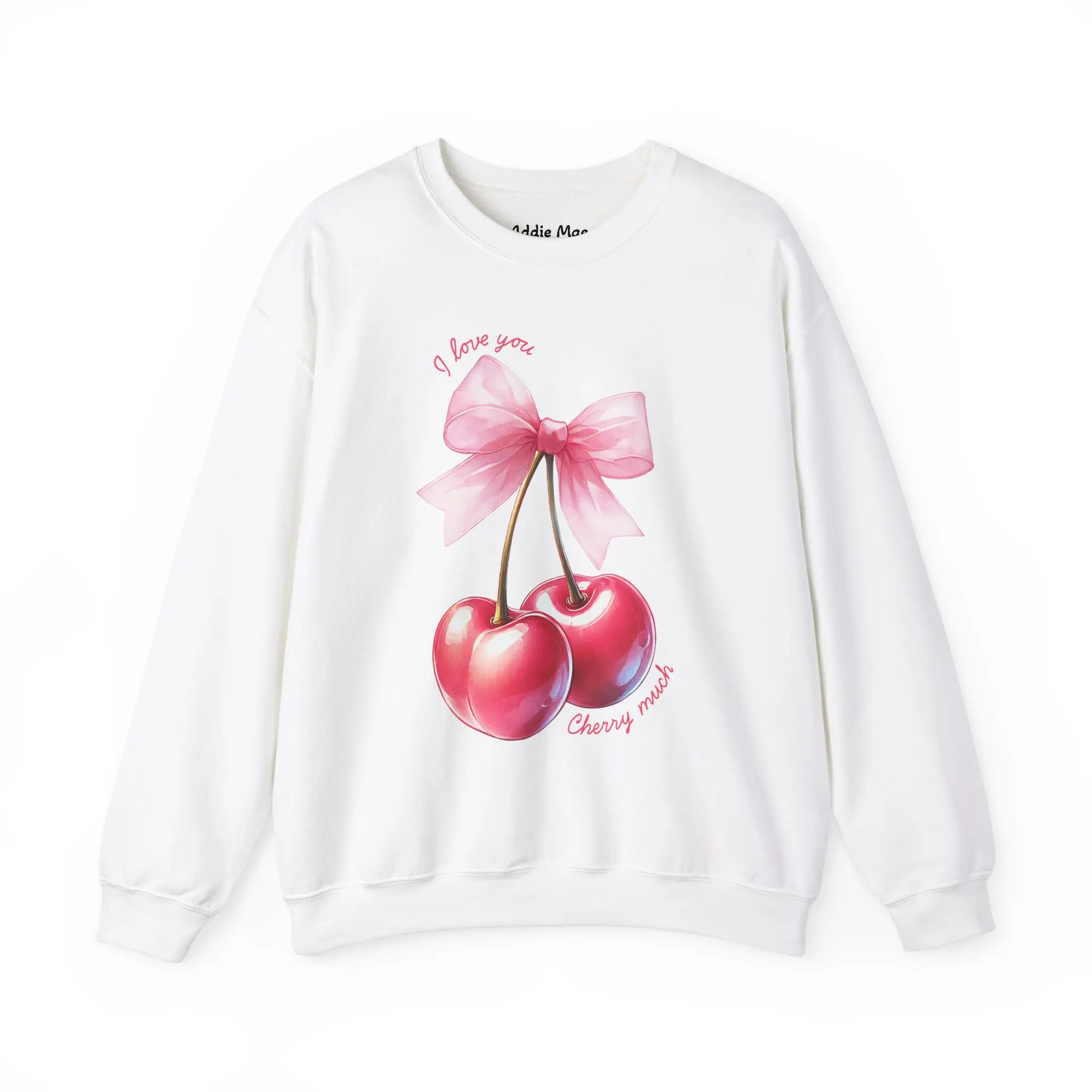 Valentine's Day Cherry Sweatshirt, Red Heart Crewneck Jumper, Love Gift for Him or Her, Unisex Hoodie, Valentine Shirt, Romantic Apparel