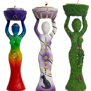 Polyresin T-Light Candle Holder with Goddesses Design