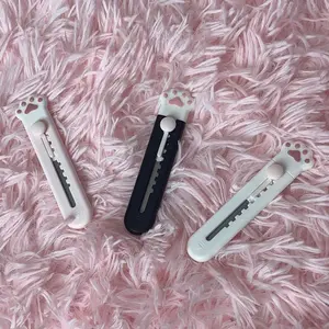 Cute Cat Paw Design Box Cutter, 3 Counts Portable Mini Cutter, Office Cutting Supplies for Scrapbooking, Crafts, Gift Wrapping, Office Gadgets, Paper Cutters