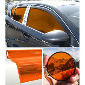 Colorful Transparent Vinyl  Window Tinting 30 Inch x 60 Inch 2 Roll Pack (Orange)