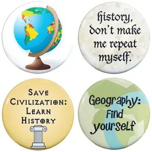 Buttonsmith® Teachers Social Studies Tinker Top® Set – Made in USA – for use with Tinker Reel® Badge Reels
