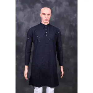 Men's Lakhnavi Kurta: Exquisite Embroidered Chikankari Craftsmanship