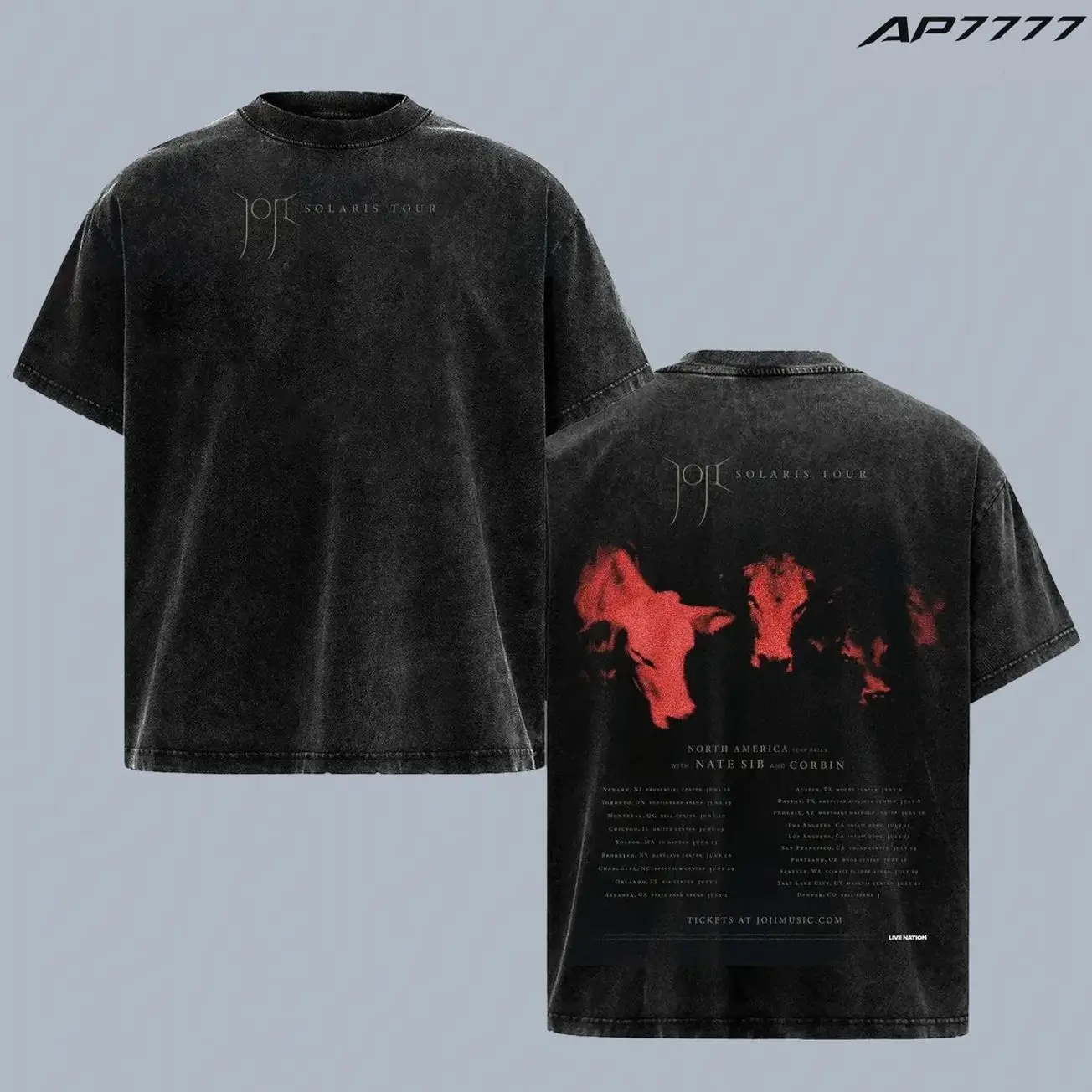 Joji Solaris Tour Vintage Washed T-Shirt, Dark Alternative Pop Graphic Tee, Double Sided Concert Merch Shirt, Retro Music Fan Gift, Oversized Heavyweight Unisex Streetwear Tee, Tour Dates Back Print Shirt SZ3