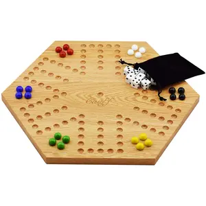 Marble Board Game Wooden 16 inch Solid Oak Double Sided