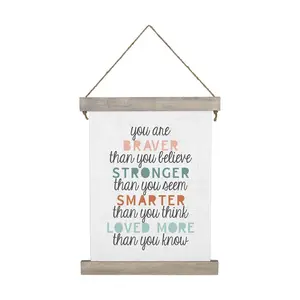 Sincere Surroundings 27.5" Braver Stronger Hanging Canvas