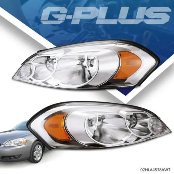 G-PLUS Corner Headlights Lamps, Bolt-On Fit, DOT/SAE Cert., Plug-and-Play, Compatible with 2006-2013 Chevy Impala & 2006-2007 Monte Carlo