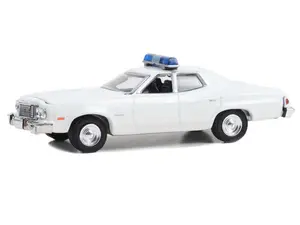 1974-76 Ford Gran Torino Sedan White w/ Lights - Hot Pursuit Diecast 1:64 Scale Model - Greenlight 43012