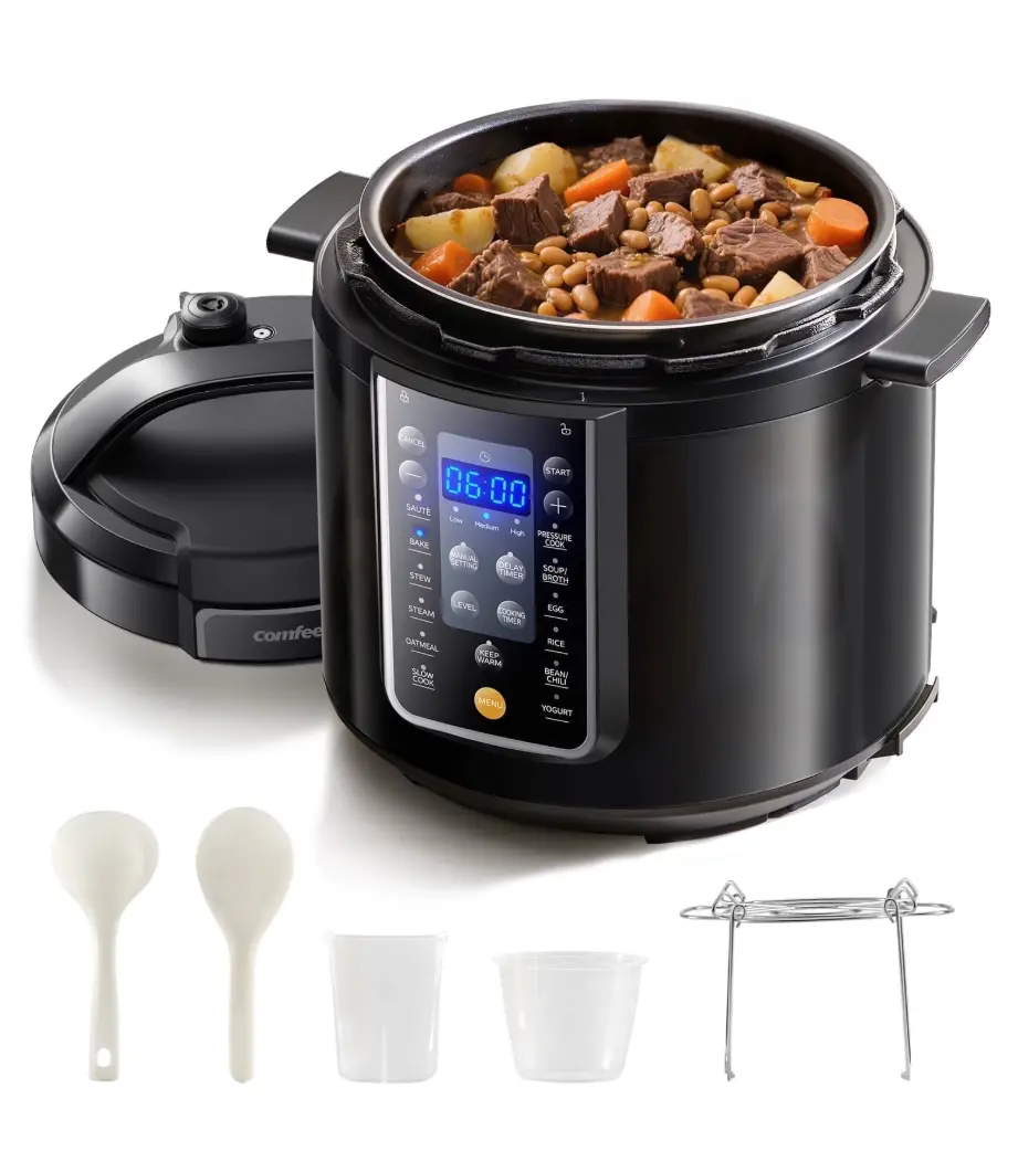 COMFEE’ 6QT Electric Pressure Cooker, 9-in-1 Instant Multi Cooker Olla de Presion Rice Cooker Slow Cooker Steamer Sauté Yogurt Maker Non-Stick Pot
