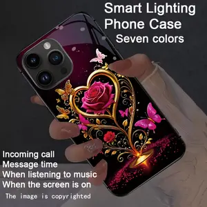 Flowing Flower Butterfly Colorful Smart Voice-Controlled Light-Up Phone Case for iPhone 12-16 - Features night-light technology, elegant daytime design, and enhanced nighttime visibility.