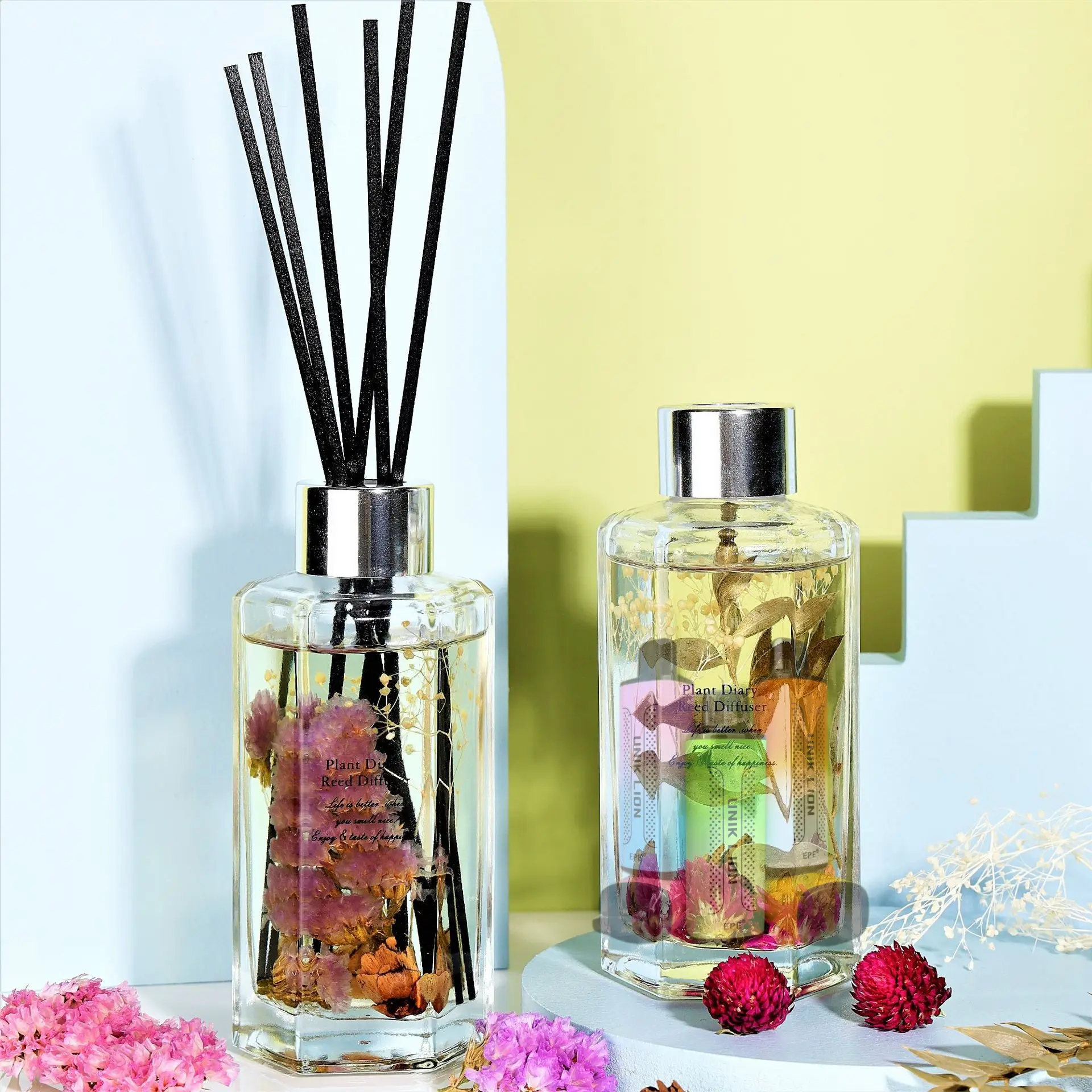 L00sSSs,TMARY FOGER Flower Premium Reed Diffuser Set withPreserved Breath & Cotton Stick Black Forest Scented Diffuser with Sticks Home Fragrance Reed Diffuser