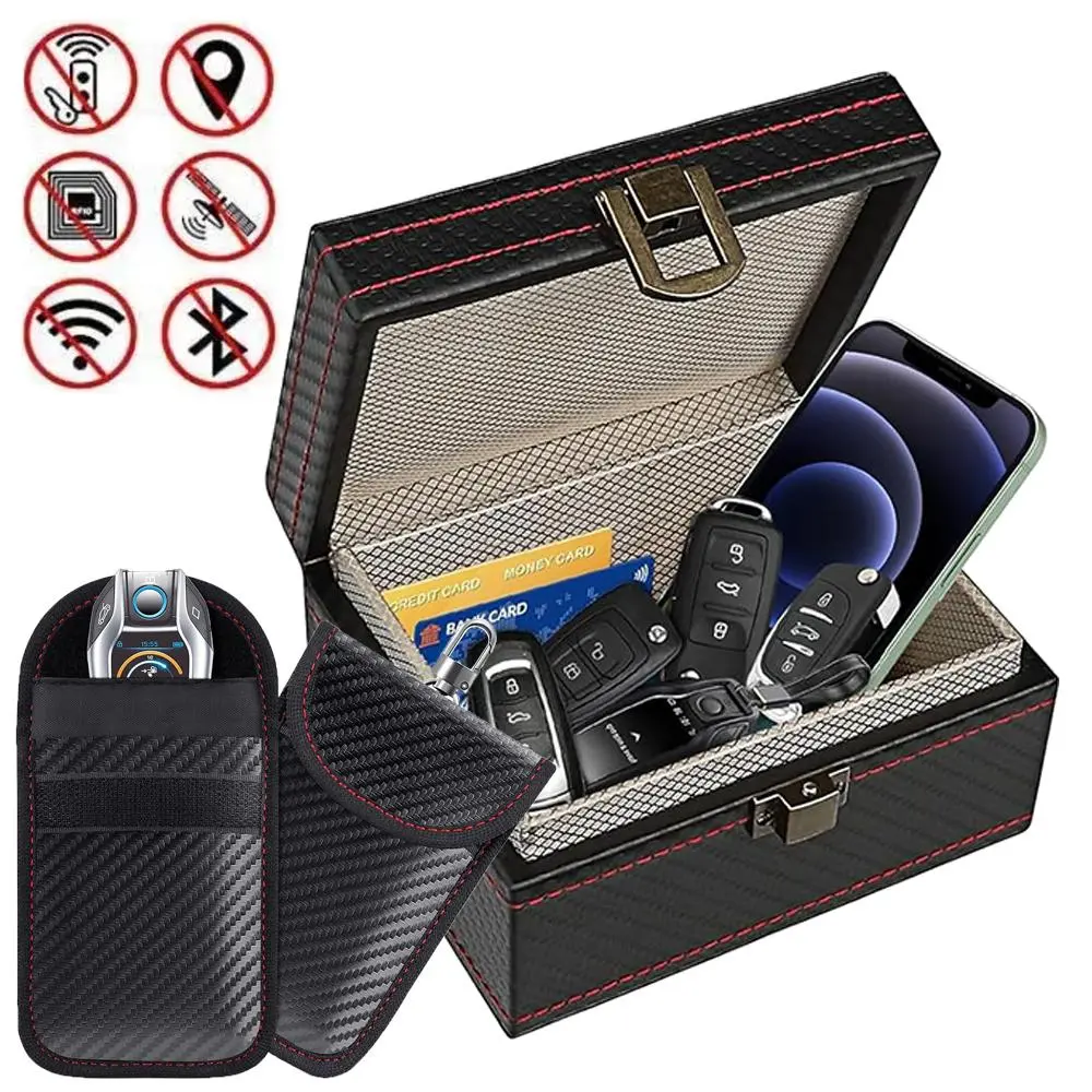 2026 New Anti Theft Faraday Box with Bag for Key Fob Cage RFID Faraday Key Fob Protector Radiation-proof Mobile Phone Box Car Keyless