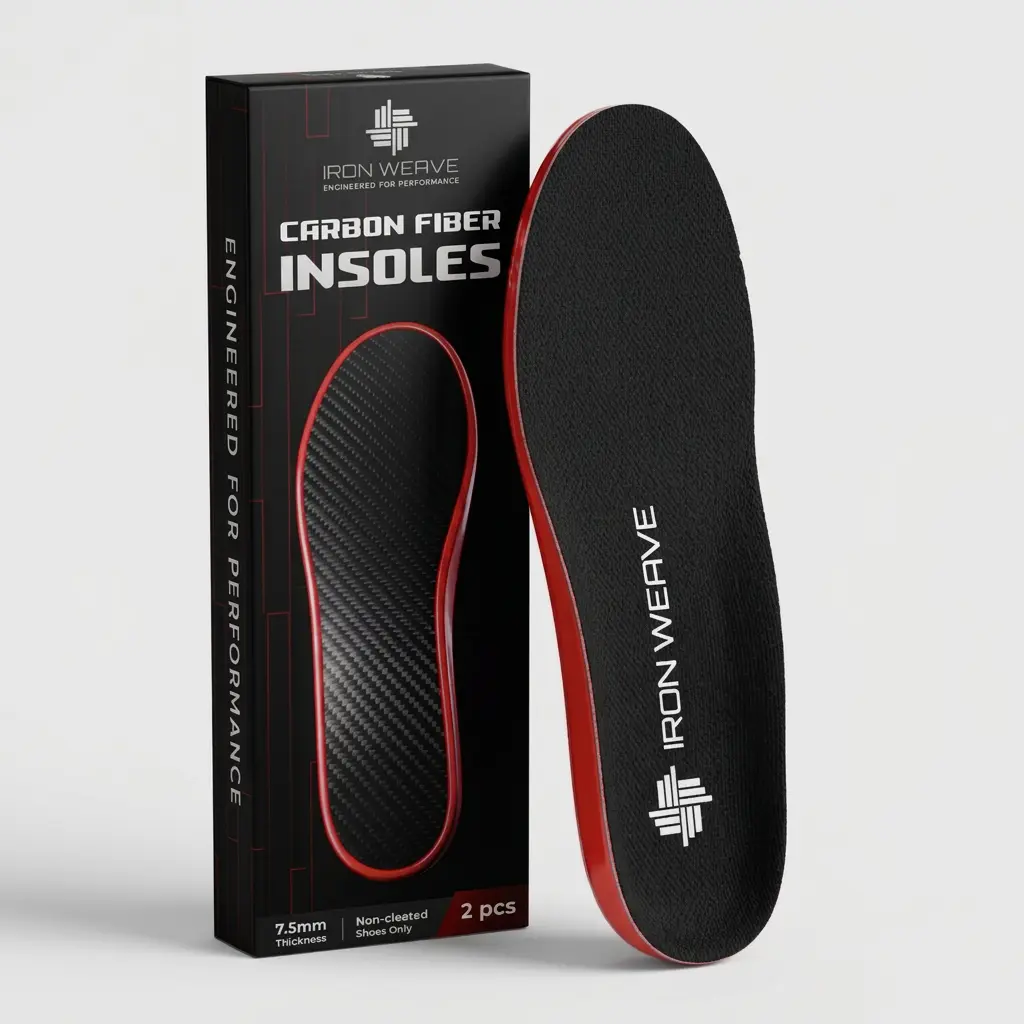IRON WEAVE Carbon Fiber Insoles for Men - Rigid Ballistic Turf Toe Support Inserts for Sports, Running & Hiking - Premium Orthopedic Carbon Fiber Shoe Insert for Great Toe Pain & Performance