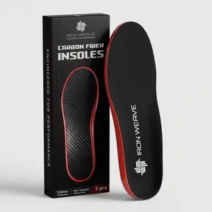 IRON WEAVE Carbon Fiber Insoles for Men - Rigid Ballistic Turf Toe Support Inserts for Sports, Running & Hiking - Premium Orthopedic Carbon Fiber Shoe Insert for Great Toe Pain & Performance