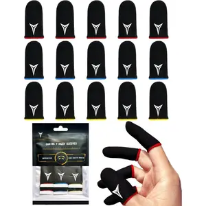 3 Colors 15 Pack E-Sports Light Model Gaming Finger Sleeves 0.15mm Superconducting Nanofibers Smooth Feel Anti-Sweat Extremely Thin Fit All Touchscreen Devices Console Portable