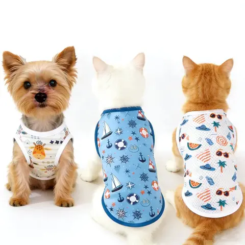 3-Piece Cute Pet Summer Vest Set Outfits, Cat & Dog T-Shirt, Puppy Clothes, Husky Clothes, Lightweight Breathable Design, Adorable Style for Walking, Photography, Home Use, Clothes, Clothing