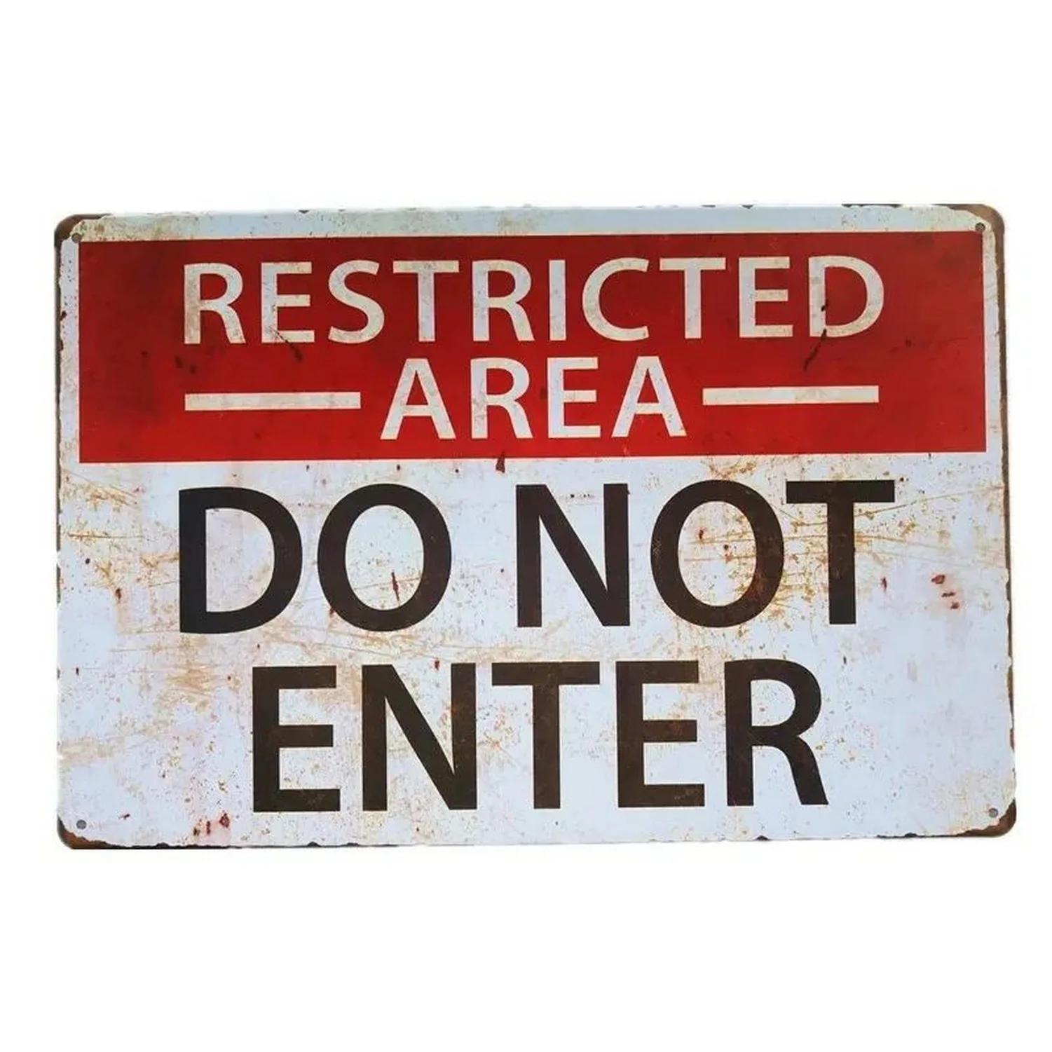 8x12inch Warning Metal Tin Signs Do Not Enter Wall Decoration Plaque Vintage Poster Iron Painting for Man Cave Home Cafe Garden Club Bar