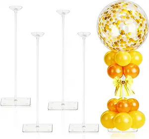 JOYYPOP 4 Sets Balloon Stands for Table 15.75 Inch Clear Adjustable Balloon Centerpieces for Tables Reusable Balloon Holder Sticks for Graduation Wedding Baby Shower Birthday