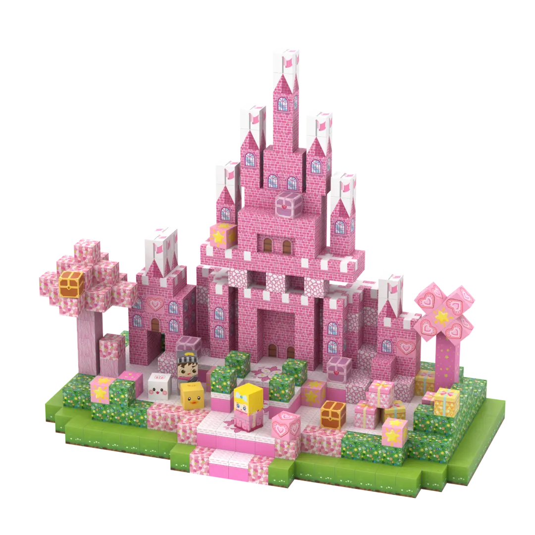 Pink Castle 100PCS Magnetic Building Blocks Easy To Assemble On Sale Ideal Gifting Scenarios Gift HD UV Print Set Magnetic Tiles for Holiday and Birthday Gifts