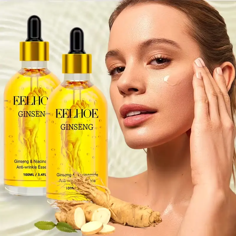 Ginseng Anti-Aging Face Serum with Niacinamide & Glycerin, 3.38oz (100ml) Daily Skincare Treatment to Hydrate, Reduce Fine Lines & Wrinkles, Boost Skin Radiance