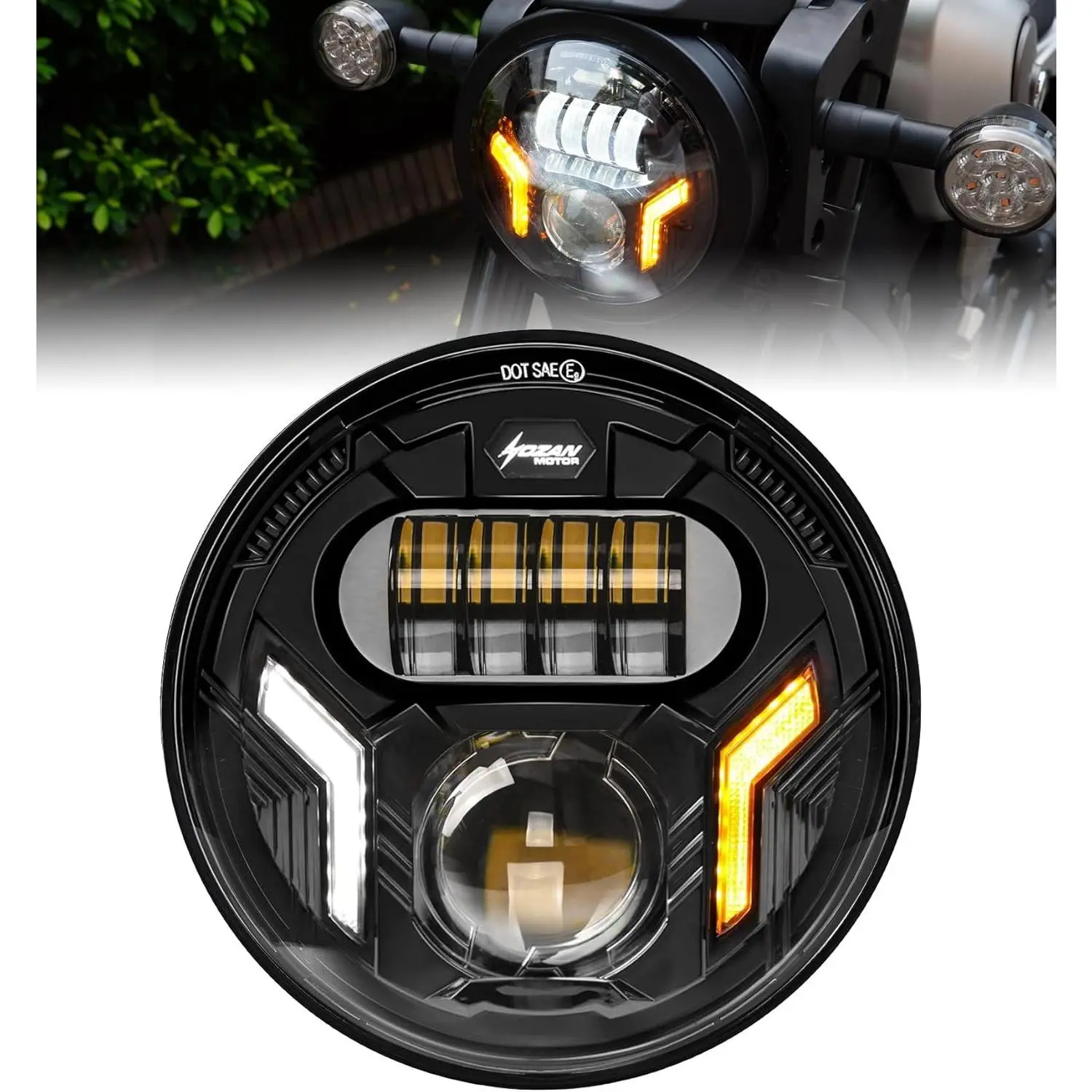 7" LED Motorcycle Headlight - 12V Power, H4 Socket, High Brightness, Plug-and-Play, Hi/Low Beam, White DRL, Amber Turn Signals for Street Glide, Quick Install
