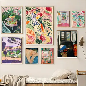 Classic Henri Matisse Art Painting Calligraphy Eco-Friendly Cotton Canvas Poster Fine Texture Smooth Surfac Waterproof Wall Art for Home & Outdoor Decor Gift Modern Home Decor