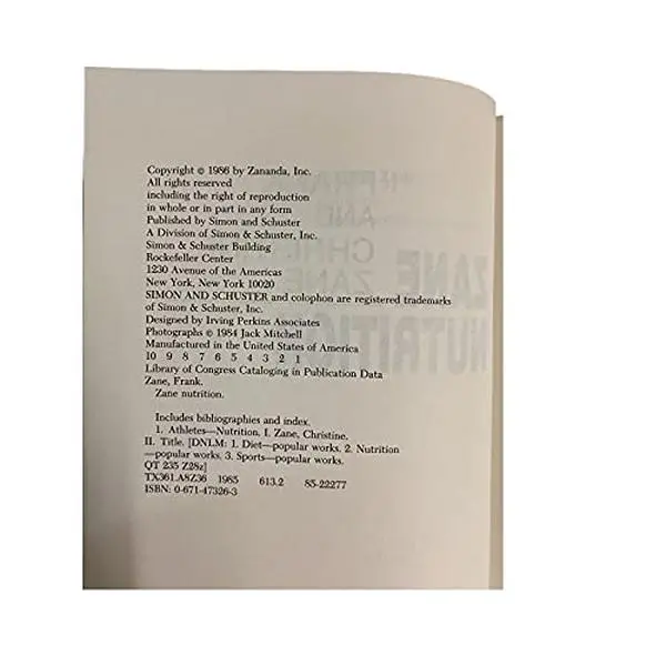 USED Book - Zane nutrition by Frank Zane (Paperback) - english