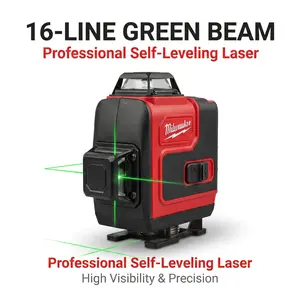 Milwaukee M12 16-Line Self-Leveling Laser Level for Precision Layout with External Power Option