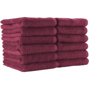 Bleach Proof Salon Towels - Pack of 12 - Highly Absorbent,  Cotton, Quick Dry   Towel for Hair Stylist, Barber, Pedicure, and Esthetician, 16 x 27 in, Burgundy