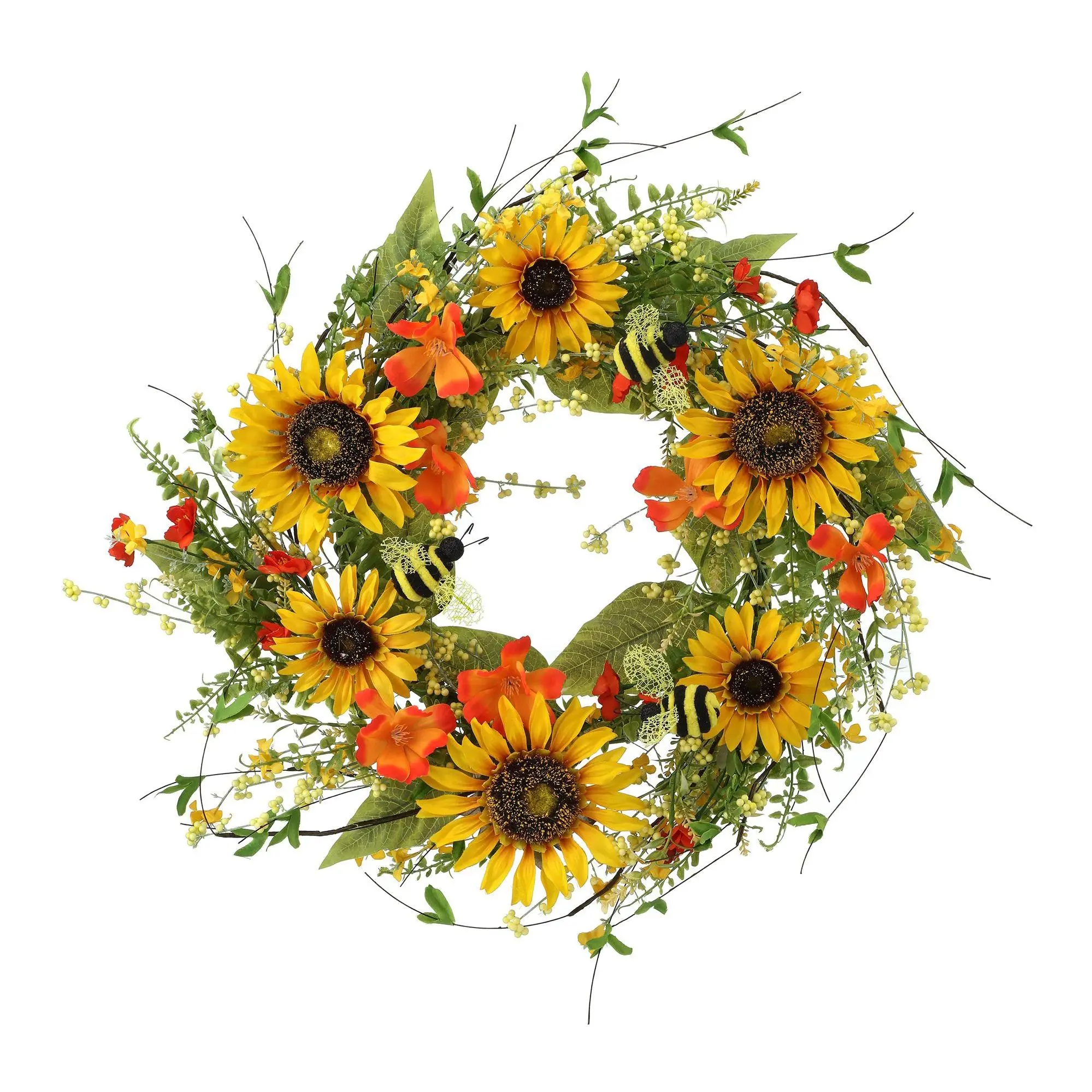 Sunflower And Honey Bee Wreath 26" by Valerie